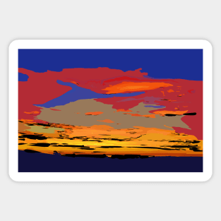 Blue And Red Ocean Sunset Sticker